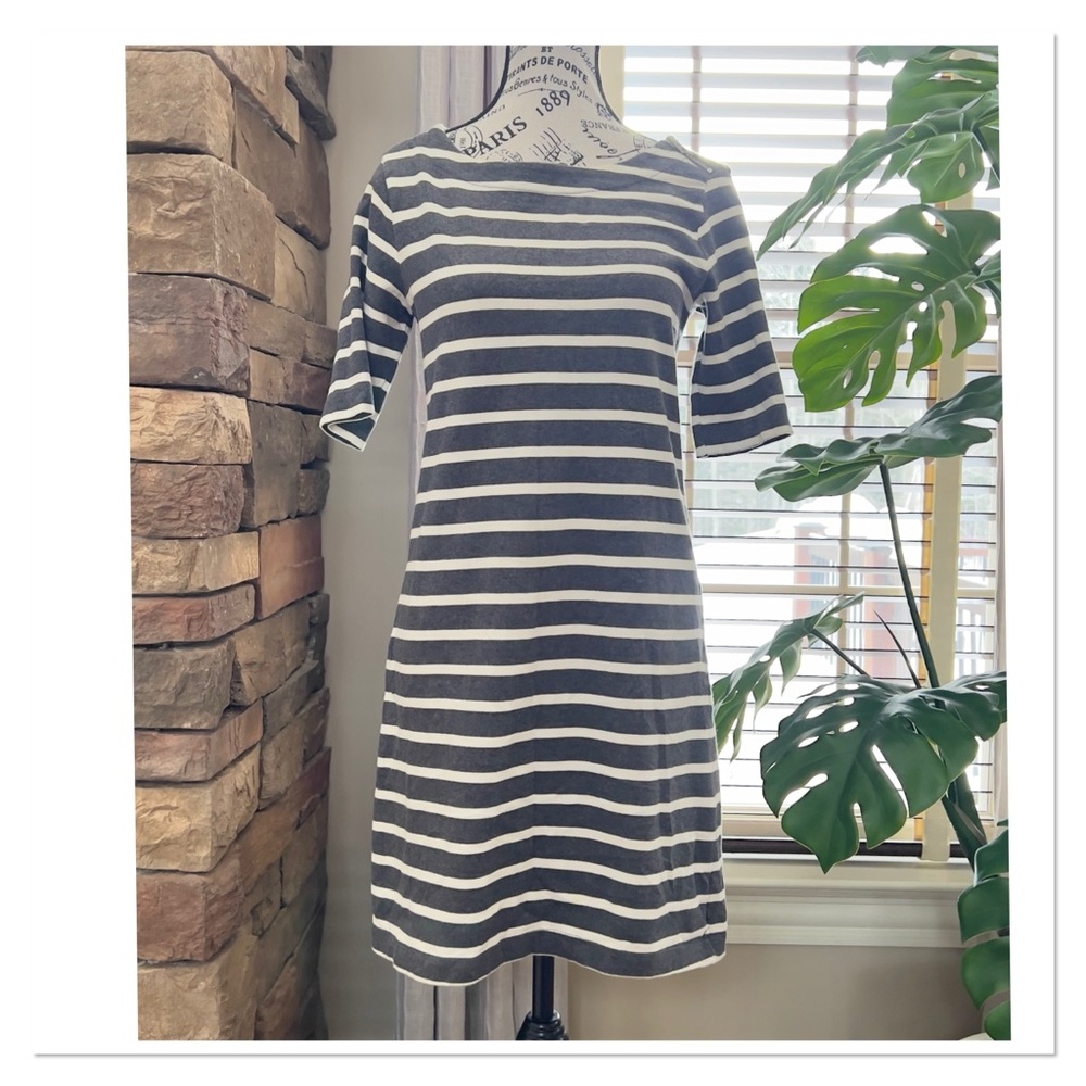 GAP Striped Grey & White Sweater Dress